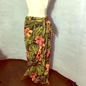 Tropical Wrap Skirt with Zipper AND side bow